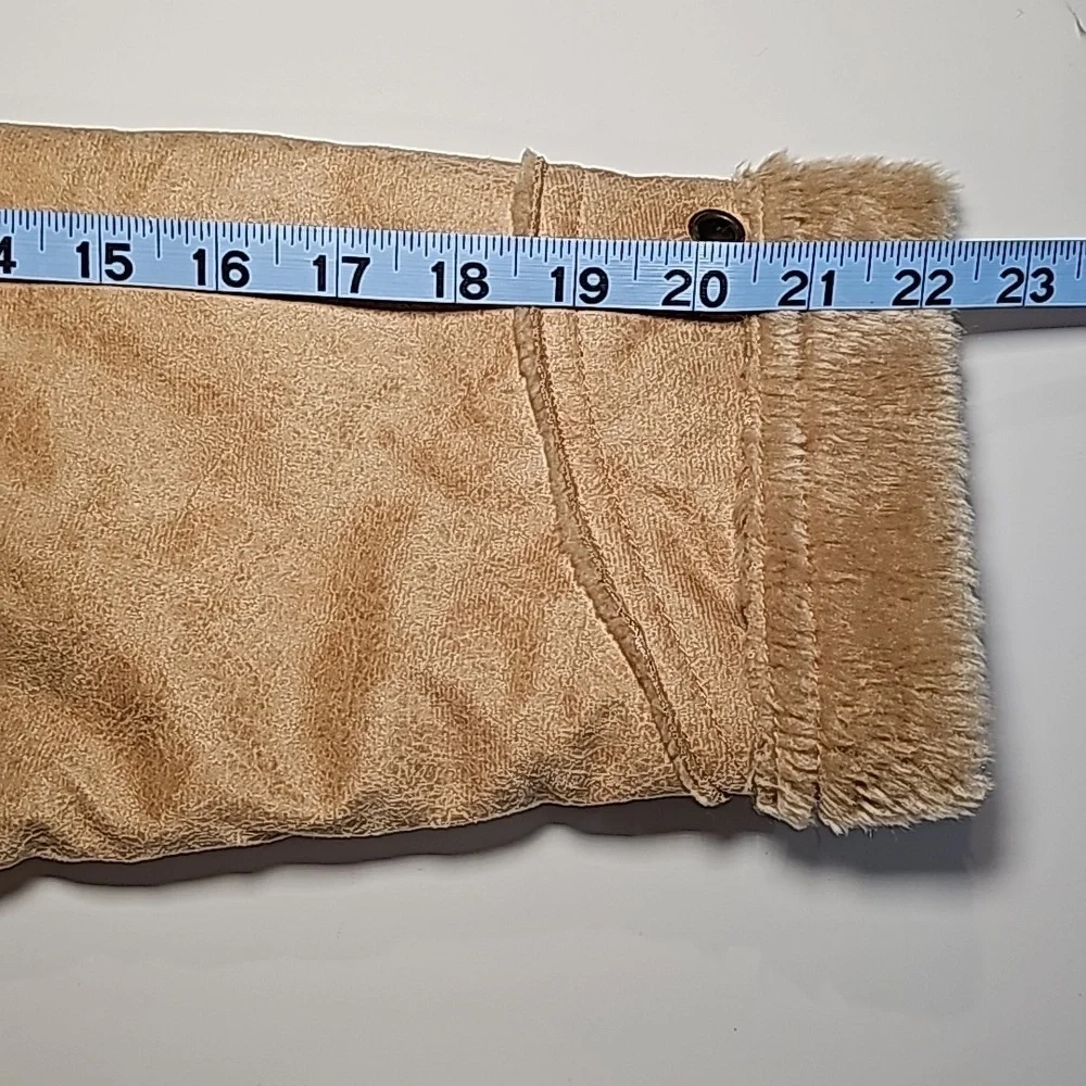 Morricci Coat Jacket Penny Lane Lined Faux Suede Faux Fur Collar Pockets Tan L - Picture 12 of 12